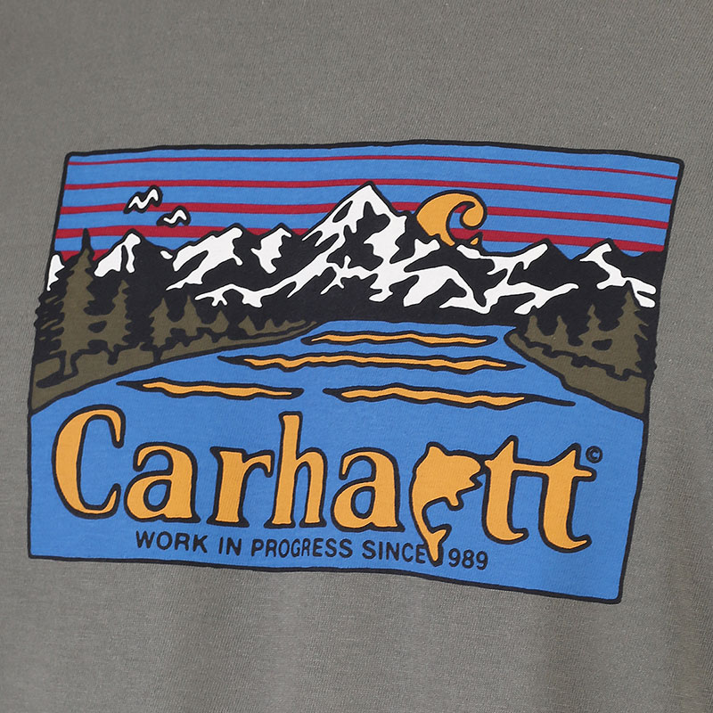 мужская зеленая футболка Carhartt WIP S/S Great Outdoors T-Shirt I029609-thyme - цена, описание, фото 2